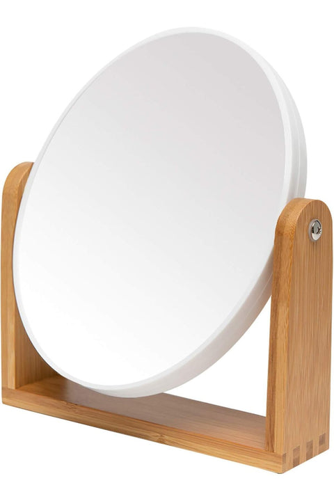Vanity Makeup Mirror with Natural Bamboo Stand,20cm 1X/3X Magnification Double Sided 360 Degree Swivel Magnifying Mirror,Portable Table Desk Countertop Mirror Bathroom Shaving Make Up Mirror