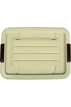 Storage Box 100 L With Lockable Lid & Wheels | Clear Plastic Organizer |Storing Clothes, Toys, Tools, Medicine, Office/Kitchen Supplies, Arts & Crafts (Beige)