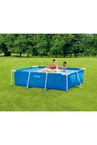 2.2m x 1.5m x 0.6m Rectangular Metal Frame Above Ground Swimming Pool – Durable Steel Construction for Backyard Family Fun