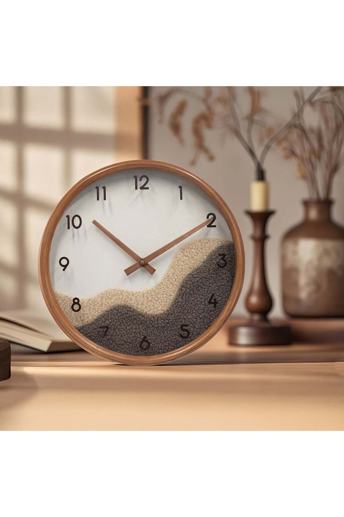 New In Fabric Waves Grey-White Wall Clock 30x30x4Cm