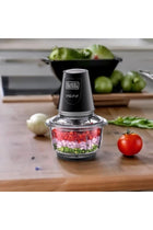 BLACK+DECKER Multi-Function Glass Chopper & Mincer, 400W, XXL 1.2L Bowl, 4-Blade System, Pulse Speed