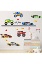 Racing Cars Wall Stickers - Roads Vehicles Boys Wall Decals - Baby Nursery Kids Room Daycare Playroom Classroom Wall Decor