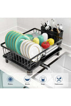 Dish Drying Rack, Space-Saving Dish Rack for Kitchen Counter, Stainless Steel Dish Rack with Cutlery Holder, Removable Dish Drainer, Drainboard and Adjustable Spout for Various Kitchenware, 15x11x6.7'