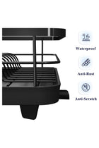 Dish Drying Rack- Space-Saving Dish Rack, Dish Racks for Kitchen Counter, Stainless Steel Kitchen Drying Rack with a Cutlery Holder,12''W x 15''L, Black