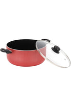26x11cm Scarlet Honeycomb Casserole RF12890 Cookware with Non-Stick Coating and Tempered Glass Lid