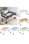 Folding Bed Table Dining Tray Laptop Stand Computer Desk With USB Fan LED Light