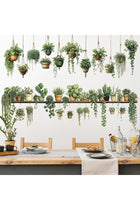 Hanging Green Plant Wall Stickers, 3D Bonsai Potted Succulent Plants Leaves Wall Decals, Peel and Stick Leaf Cactus Stool Decor, Removable Wall Art Mural for Kitchen Home Office Bedroom