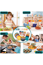 Wheat Straw Dinnerware Set, 50-Piece Reusable Plates and Bowls with Cutlery, Multi-Coloured Kitchen Set