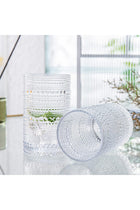 Hobnail Drinking Glasses Set of 4, Art Deco Vintage Glassware, 12 oz Tall Crystal Tumblers, Clear Embossed Glass Cups, Romantic Iced Beverage Glass, for Beer, Cocktail, Soda, Cappuccino