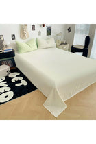 Duvet Cover Set King Size 4 Pcs, Upgraded Super Soft Washed Cotton Bedding Set - Greenish Yellow