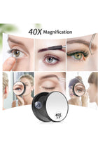 40X Magnifying Mirror, 3.5 Inch Round Compact Mirror with Suction Cup, Stainless Steel Tweezers, Perfect for Makeup, Eyebrows, Beards, Travel