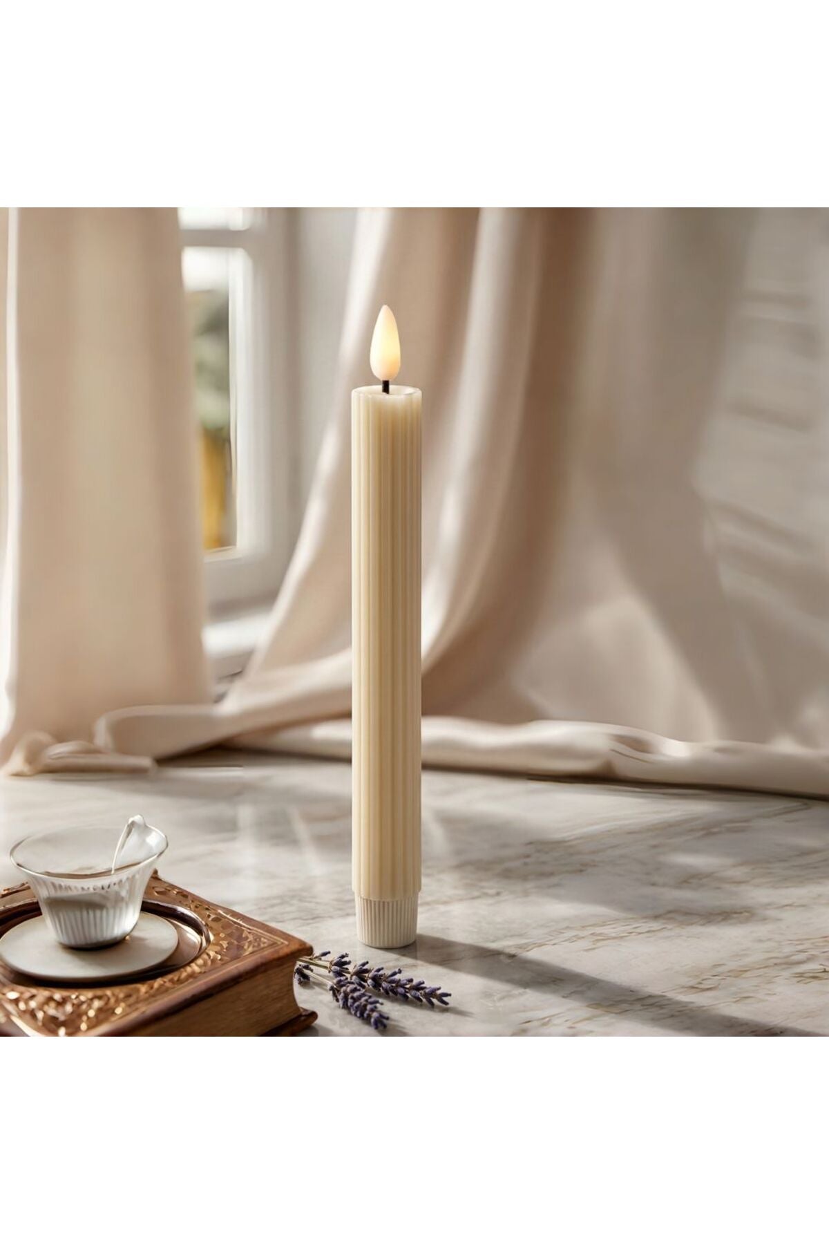 New In Pillar Led Candle 2.2X25Cm Ivory