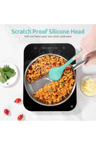 Silicone Kitchen Cooking Utensil - 315℃ Heat Resistant BPA Free Seamless Solid & Slotted Turner and Spoon, Soup Ladle for Non-Stick Pan/Wok Cookware (Set of 5, Aqua Sky)