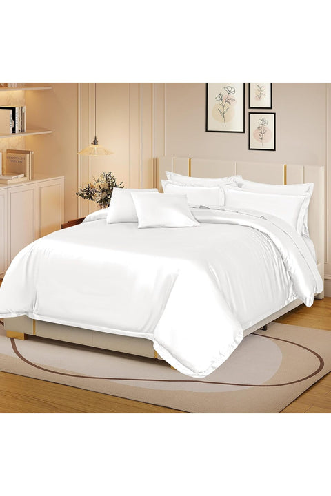 100% Egyptian Cotton 800TC Oxford Style Double Duvet Cover Set with 2 Pillowcases (White, Double)