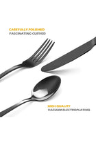 Silverware Set for 6, 24 Pieces Flatware Cutlery Set Stainless Steel Dinnerware (Black)