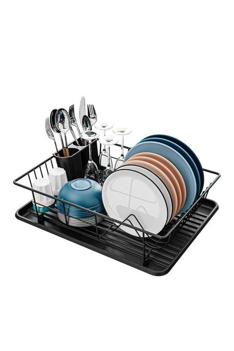 Dish Rack Dish Drying Stand Dish Drainer Plate Rack Dish rake Kitchen Organizer Dish Drying Rack Countertop Large Antibacterial Kitchen Utensils Dish racks Dish Stand (Black)