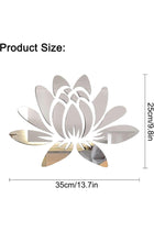 3D Acrylic Mirror Wall Sticker, Lotus Flower Decal, Self Adhesive Removable Wall Art for Home Bedroom Living Room Bathroom, Eco-Friendly Decor, Modern Floral Design, Silver, 13.7 x 9.8 inches