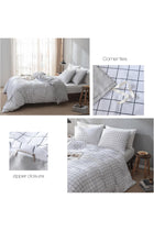 VCLIFE Queen/Full Duvet Cover Set Cotton Bedding Set Collection with 2 Pillow Shams Grey White Chequered Style
