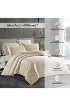 Geometric Duvet Set, Queen Size 200x230 cm - 4-Pcs Bed Set, Brushed Microfiber