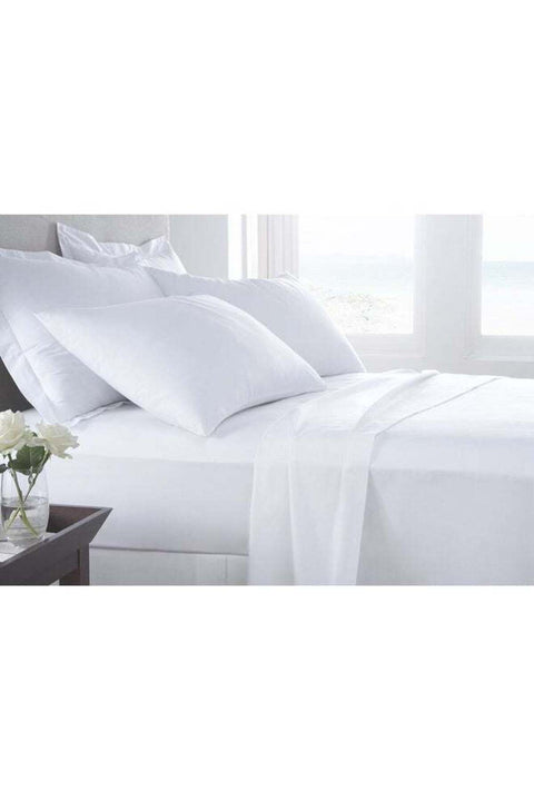 3-Piece Deyarco Single Bed Sheet 350TC 100% Long Staple Sateen Luxury Quality Cotton White 180x280cm