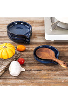 Ceramic Spoon Ladle Rest, Kitchen Stove Spoon Holder, Spatula Cooking Accessories, Blue Set of 4