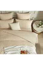 Duvet Cover 240 x 260 cm Beige Cream Seersucker Plain Microfibre Bedding Set for 2 Adults