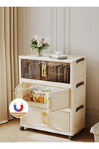 CozyNest 4-Tier Storage Cabinet with Handle and Wheels, 60cm Mobile Organizer Unit for Clothes, Toys, and Office Supplies