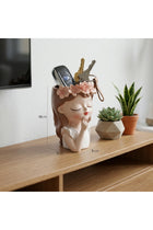 Beram Little Fairy Girl Flower Pot Think White Polyresin Decorative Succulent Planter Cute Fairy Statue Vase Tabletop Flower Pot Pen Pencil Holder Propagator Kit Indoor Outdoor Home Office Decor