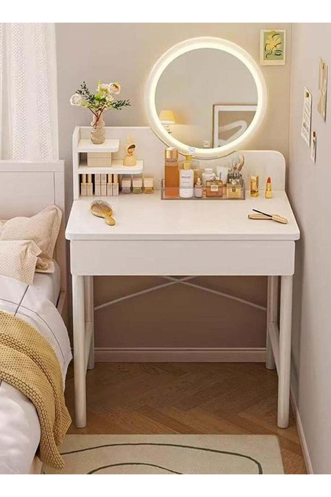 Dressing Table Modern Vanity Table Makeup Cabinet with LED Makeup Mirror and Drawer Makeup Table for Bedroom（60*40*125.5CM）