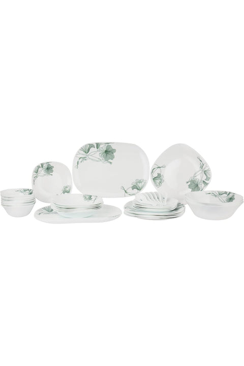 36pcs Opalware Dinner Set RF12880 Square, Includes Serving Platters, Dinner, Soup and Desserts Plates, Side Bowls and Spoons