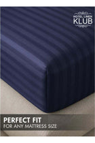 1-Piece Microfiber Fitted Sheet Striped, Color Navy Blue, Design Soft Fabric