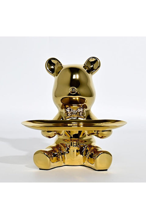 BERAM Golden Bunny Piggy Bank with Key Stand – Ceramic Art Sculpture, Modern Abstract Home Decor, Indoor Shelf Ornament & Functional Office, Living Room, Dining Room Centerpiece