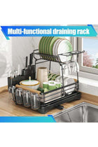 Double Dish Drying Rack, Drying Rack for Kitchen Counter, Stainless Steel Large Dish Strainer with Drainboard Set for Sink, 2 Tier Dish Drainers with Utensil Holder, Cups Holder,Extra Drying