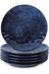 Ceramic Dinner Plates Set, 10.5 Inch, Set of 6, Round, Microwave, Oven, Dishwasher Safe, Blue