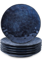 Ceramic Dinner Plates Set, 10.5 Inch, Set of 6, Round, Microwave, Oven, Dishwasher Safe, Blue