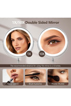 10X Makeup Mirror with Light, 1x/10x Magnifying Mirror with 3 Color Lights, Rechargeable Height Adjustable Double Sided, Adjustable Brightness, 360° Rotation Vanity, Gift for Women