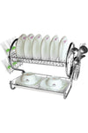 Rust-Proof 2 Layer Iron Dish Rack for Kitchen, Silver