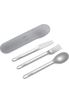 Stainless Travel Utensil Set - Reusable 3-Piece Silverware with Carrying Case (Gray)