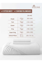 Pure Combed Cotton King Fitted Sheet 180x200 cm White, 400 Thread Count, 40cm Deep Pocket