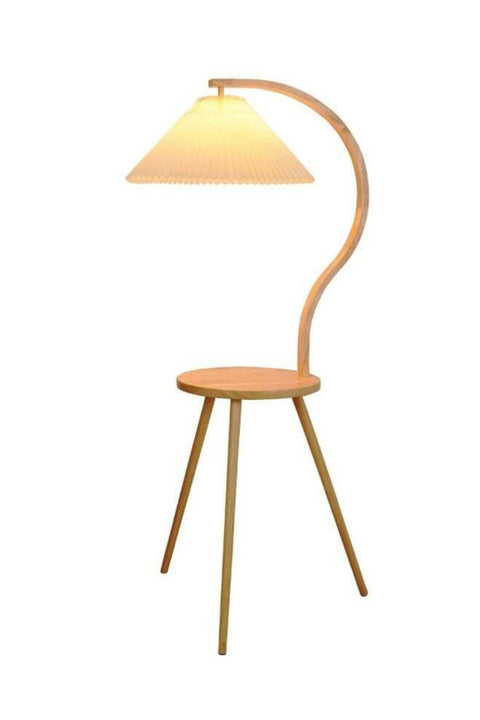 KLNAMAEAAN Japanese-Style Wooden Floor Simple Living Room and Bedroom Lamp with 12W Remote Control