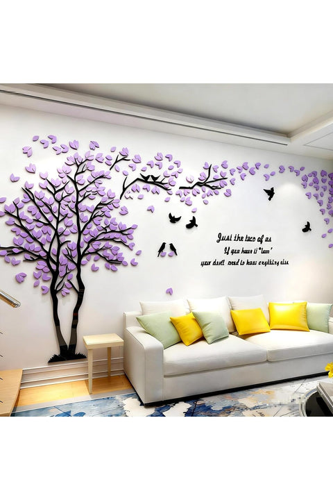 3D DIY Tree Wall Sticker Large Family Bird and Tree Wall Decal Art Mural Stickers Home Decor for Living Room Bedroom Home Decoration TV Backdrop Wall