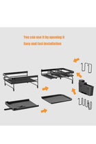 Expandable & Adjustable Dish Rack with Drainboard, 33-53.5cm Kitchen Dish Dryer with Rotatable Spout & Utensil Holder | Carbon Steel, Black