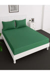 Deep Fitted Bed Sheet +2Pcs Pillow Covers, King/Queen/Double/Single Sizes, Color Green, Depth 30cm