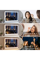 58 x 48cm Vanity Mirror with Lights, Large Smart Makeup Mirror with LED, Dimmable 3-Color Light, USB Charging Port and Magnifying Glass