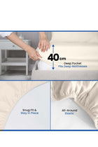 Fitted Sheet for Bed Beige King Size 200 x 200 cm - 100% Microfiber - 40 cm Deep Pocket