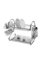 2-Tier Dish Drying Rack Silver 55x39x24cm