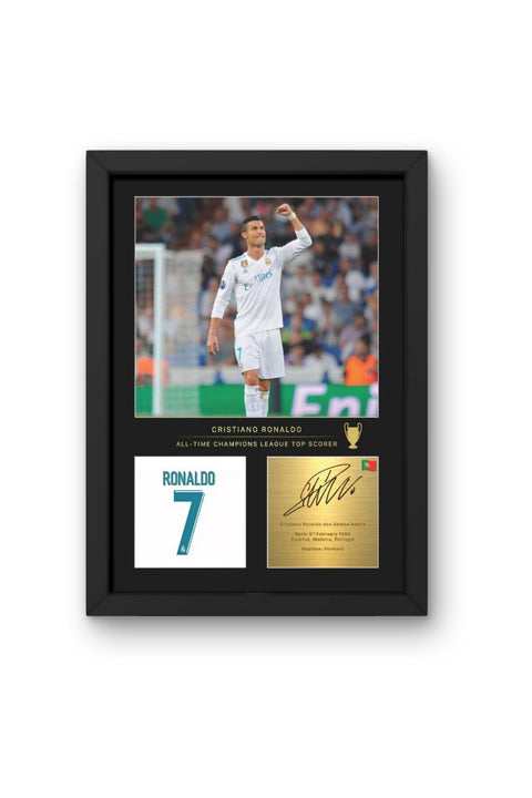 Alayra Framed Cristiano Ronaldo A4 Framed Photo Display - Reproduced Digital Signature - Gift For Real Madrid Fans