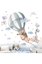 Animals Balloon Wall Stickers for Nursery: Baby Girls Kids Boys Bedroom Wall Decals - Hot Air Balloon Elephant Deer Fox Koala Rabbit