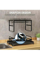 2-Tier Large Dish Drying Rack with Drainboard, Cup Hooks & Utensil Holder – Rustproof Kitchen Drainer for Plates, Bowls, Glasses & Cutting Board