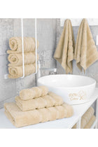 Safi Plus Towel Set Luxury Hotel Quality 600 GSM Genuine Combed Cotton, Super Soft & Absorbent Family Bath Towels 6 Piece Set - 2 Bath Towels, 2 Hand Towels, 2 Washcloths - Beige